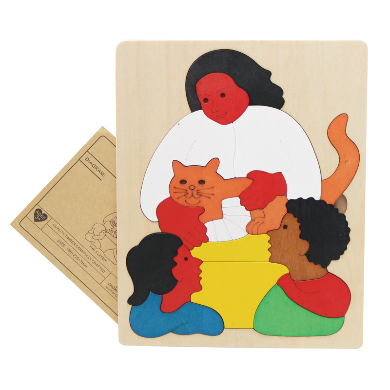 véritable Puzzle en bois jouets Transport d'animaux multi-imensionnel 3d Puzzle multicouche début éducatif pour les enfants: Family