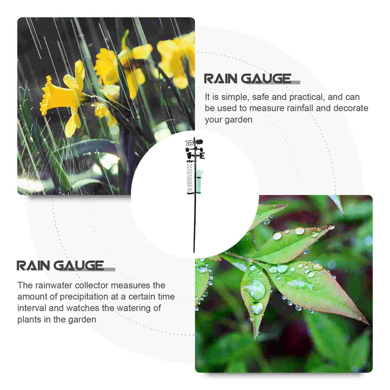3-in-1 Rainfall Gauge Outdoor Rain Gauge Outdoor Wind Indicator