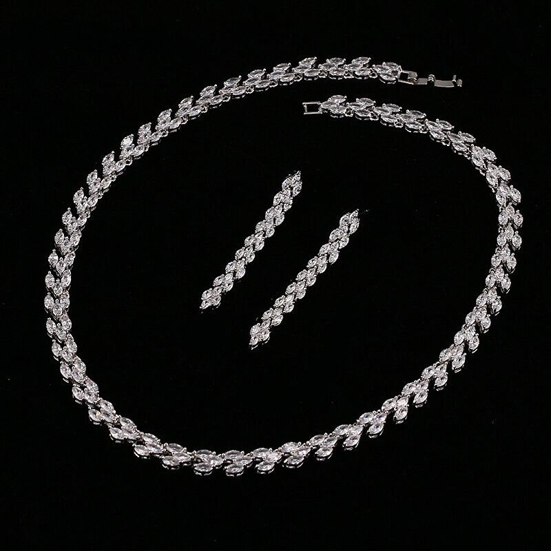 Emmaya conjunto de jóias de marca elegante, cor de prata, strass, brincos e colares, para mulheres, homens de honra, casamento, cruz