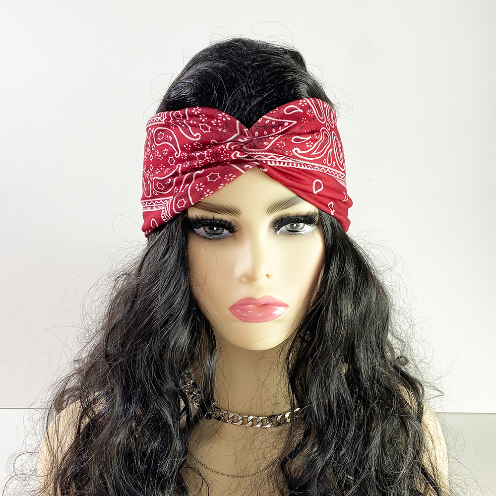 Fasce per la testa fascia per capelli con elasticità incrociata Bandana Stampa Avvolgente per la testa fascia sportiva di bellezza