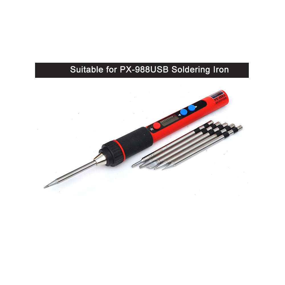 NEWACALOX USB 10W DC 5V Soldering Iron 5pc Stainless Steel Welding Tips I/K/BCS/2C/2.4D Special for PX-988USB Soldering Iron