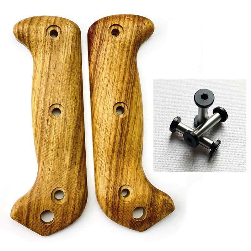 1 Pair Custom Natural Solid Wood Knife Handle Scales WIth Screw Sets for Kabar BK2 BK9 Knives Grip DIY Make Accessories Parts: Silver