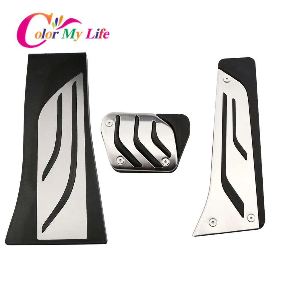 Kit de pedales de coche para BMW X5 X6 F15 F16 E70 E71 E72 - AT, acelerador, freno de Gas, reposapiés, cubierta de Pedal LHD de acero inoxidable: AT  With Rest