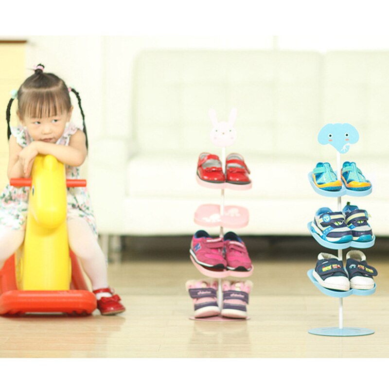 Cartoon dieren stereo kinderen schoen rack console schoen organisator frame verticale schoenenrek 67 cm