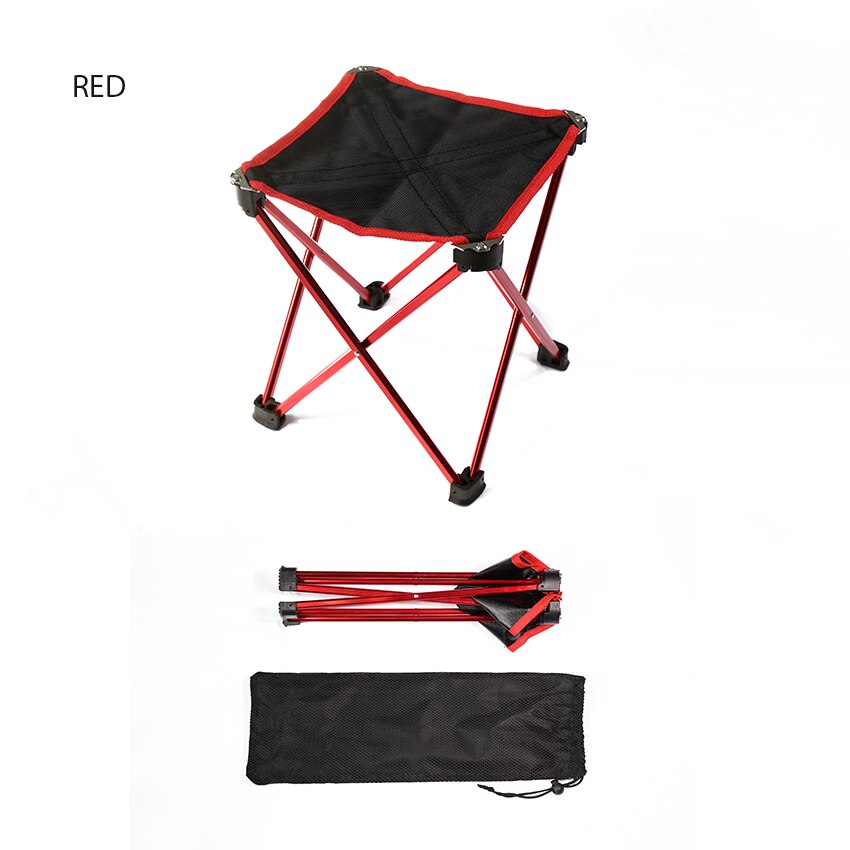 Fiskeredskaber stol rejse ultralet foldestol superhard høj belastning udendørs campingstol bærbar strandvandring picnic sæde: 2- røde