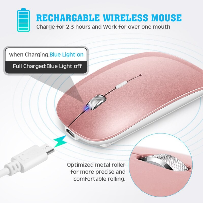 Wireless Bluetooth Charging Mouse Ultra-Thin Silent Mouse for Notebook Laptop PC