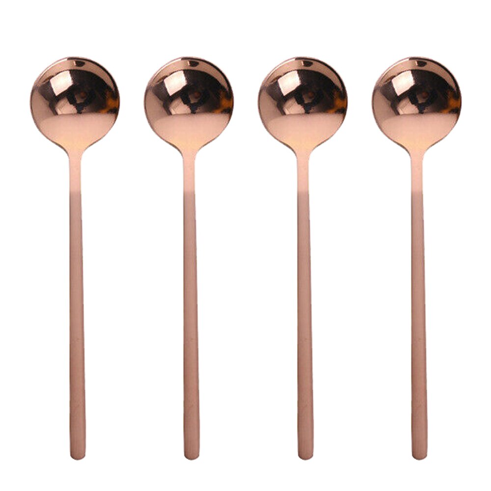 4pcs Tea Spoons Stainless Steel Small Coffee Spoons Gold Tableware Cutlery Unique Gold Small Dessert Spoon