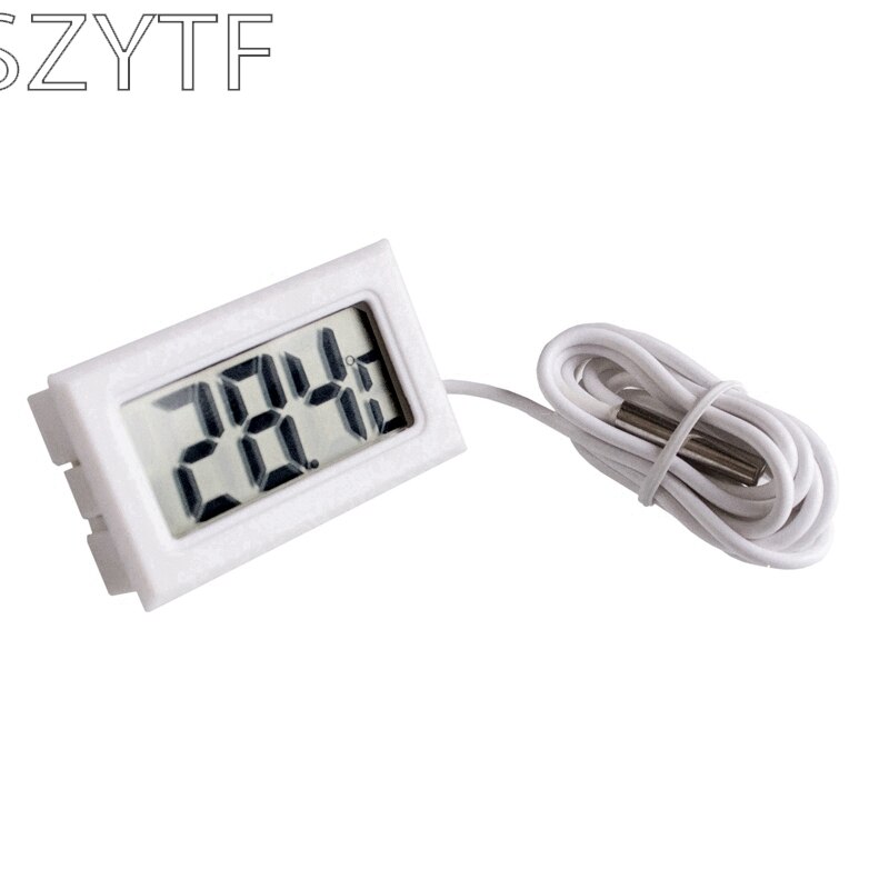 1pc min lcd-scherm digitale thermometer auto koelkast aquarium aquarium ingebouwde elektronische digitale thermometer: Wit