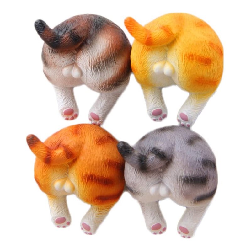3D Grappige Leuke Kat Butt Koelkast Magneten Stickers Kantoor Magneten Kalender Magneet Whiteboard Magneten Home Decoratie (Set Van 4: Default Title