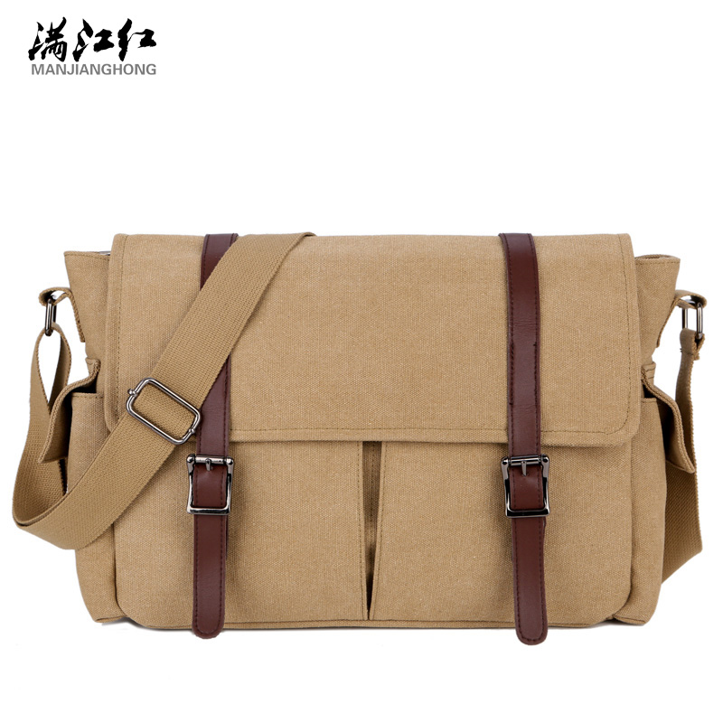 Herre dokumentmappe lærred messanger taske mand bolsos para hombres kontortasker til arbejde taske main homme mænd business crossbody tasker: Khaki