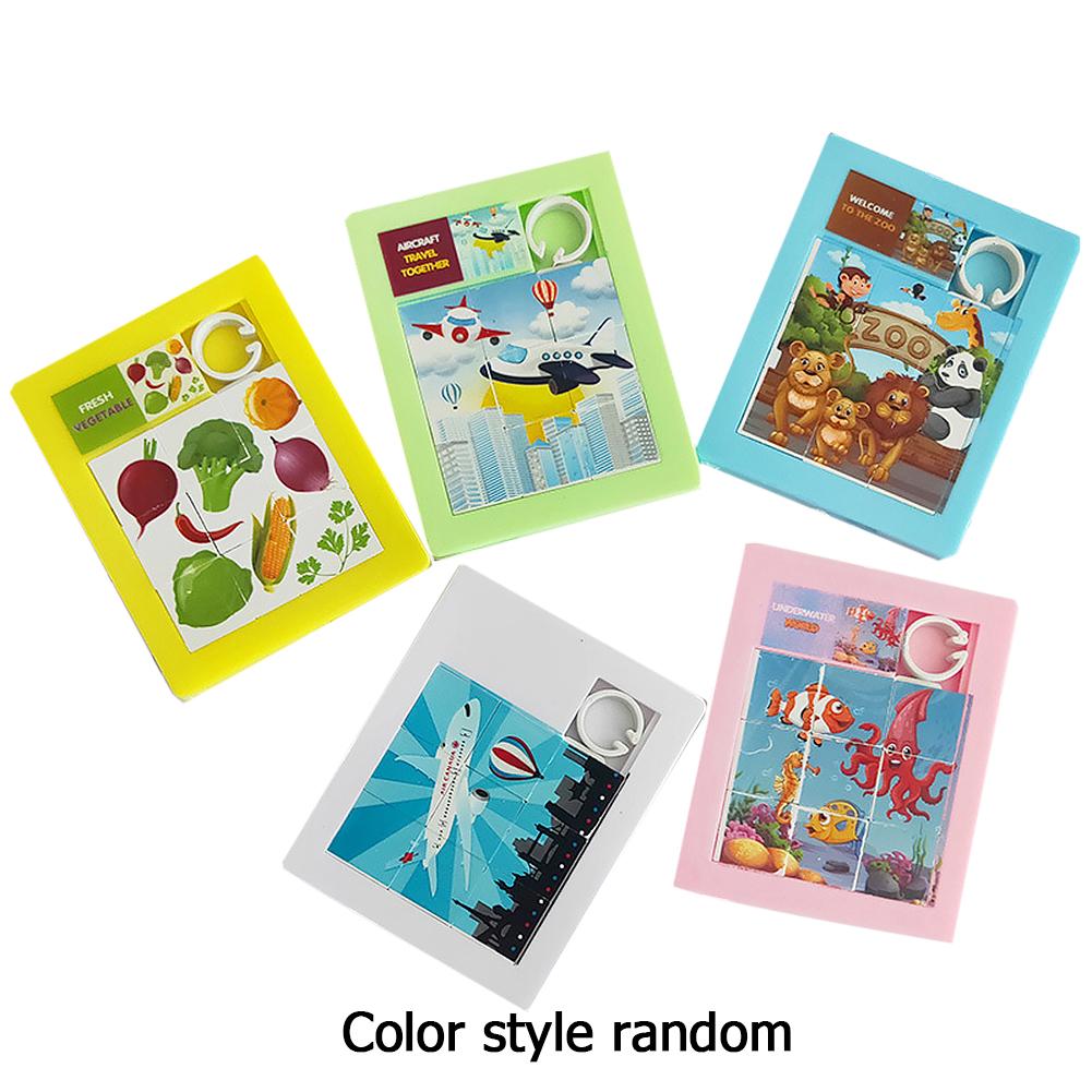 Kids Educatief Speelgoed Bekwame En Prachtige Verschijning Cartoon Diy 9 Grid Flat Jigsaw Moving Puzzel Spel Speelgoed