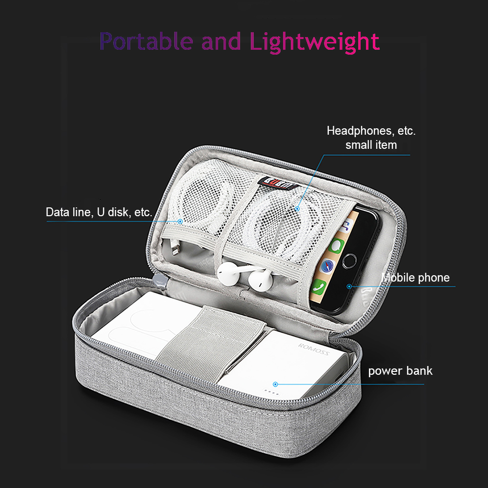 BUBM Portable Travel Power Bank Case Box HDD Case for Hard Drive Disk USB Cable External Storage 30000mAh Powerbank Case