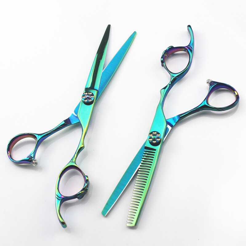 japan 440c 6 '' green Ring hair scissors cutting barber makas haircut thinning shears scissor Hairdresser scissors