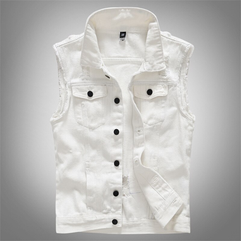 Veste en jean délavé sans manches pour homme, Vintage, déchiré, de Cowboy, nouvelle , tendance, taille masculine: XL