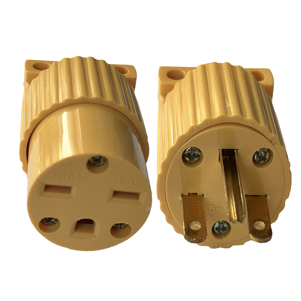 Gul svart amerikansk 15a nema 5-15p 6-15p amerikansk industri ledningskontakt avtagbar montering inbyggd nätsladd kontakt 125v