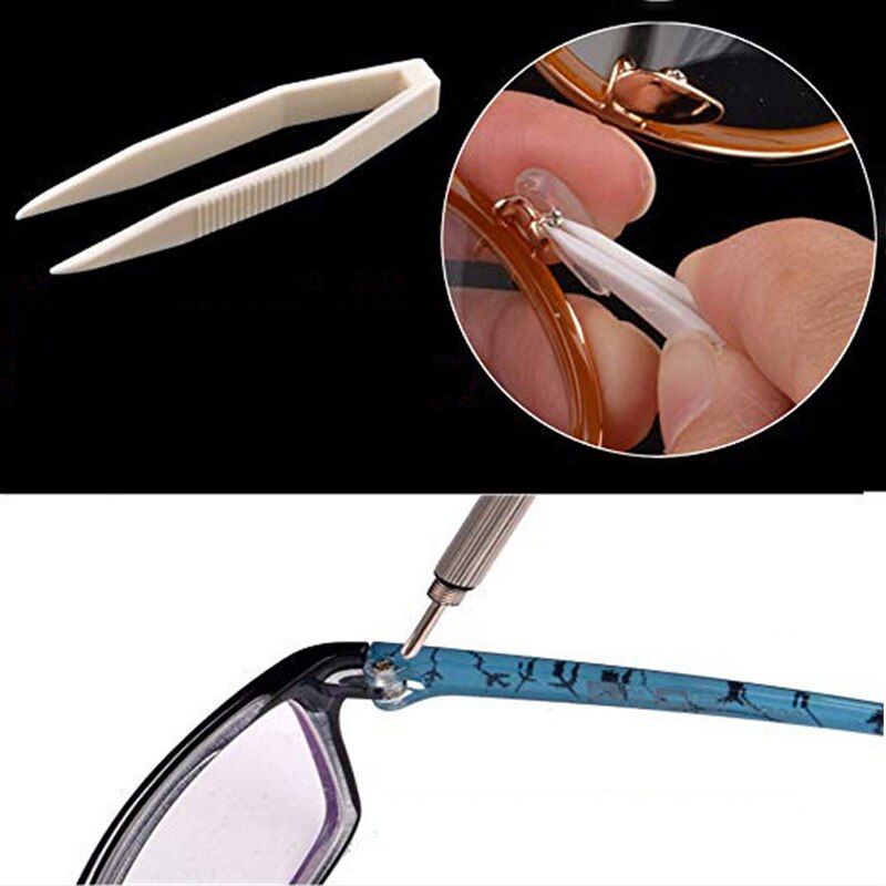 Brillen Sonnenbrille Reparatur Bausatz Mit Schrauben Pinzette Schraubendreher sehr klein Mini Schrauben Muttern Sortiment Gläser Reparatur Nase Pads