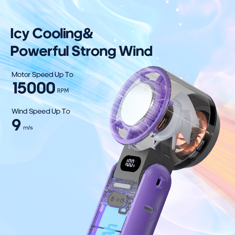 KINSCOTER-ventilador portátil plegable para exteriores, miniventilador Turbo de alta velocidad, recargable, 3600mAh, 100 niveles, Control libre