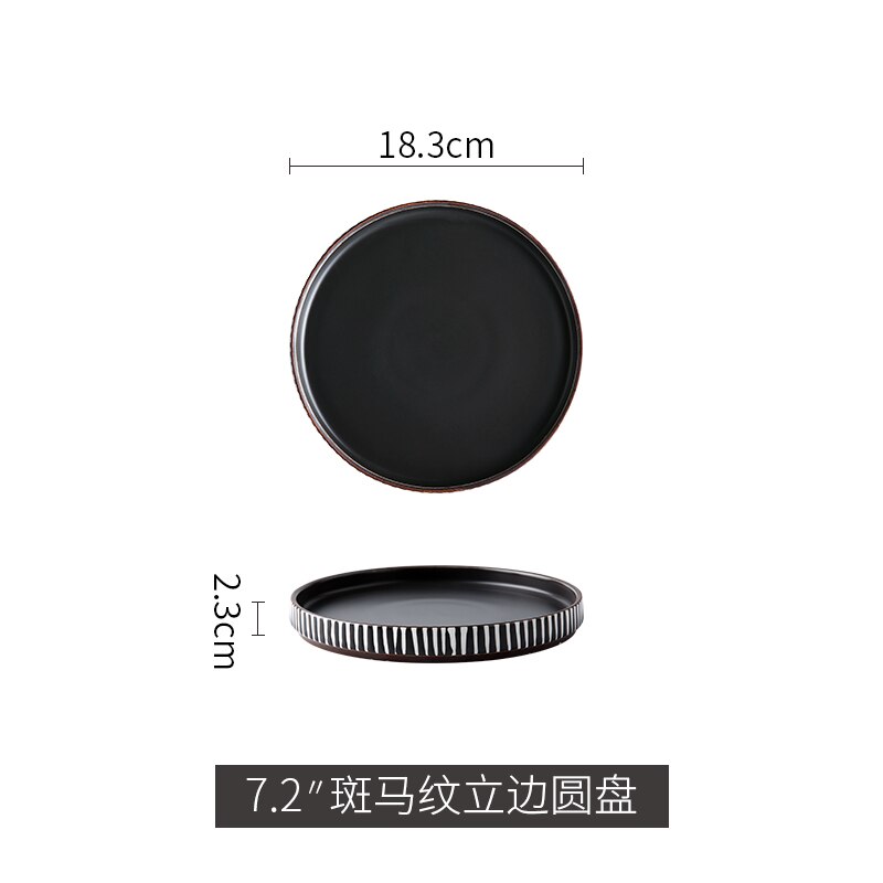 Vaisselle de table ménage manger le riz | Porcelaine couleur belle céramique les plats vaisselle ménage manger le riz bol oreilles doubles assiette à soupe, Long plat carré: 7 2 Zebra edge plate