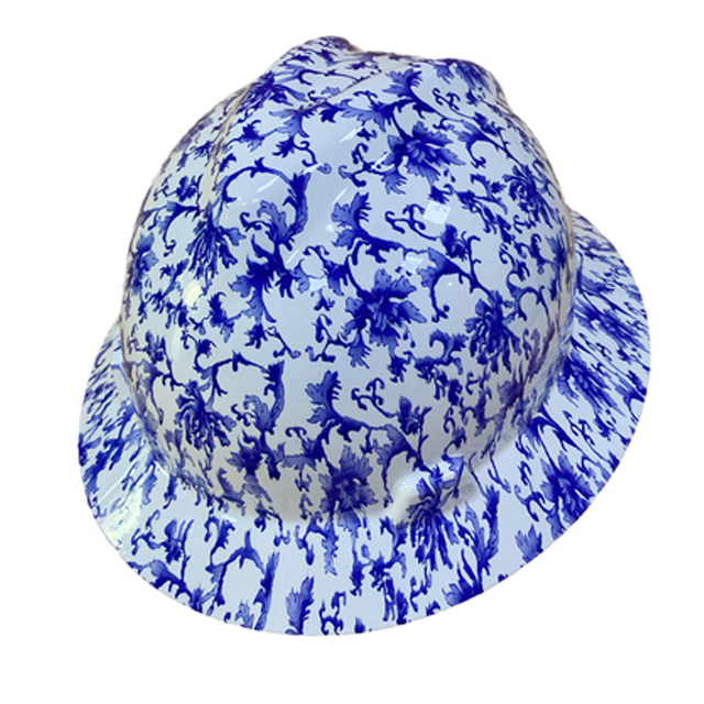 Volledige Rand Harde Hoed Creatieve Patroon Afdrukken Veiligheidshelm Unisex Zonnescherm Lichtgewicht Constructie Werk Cap: blue  porcelain