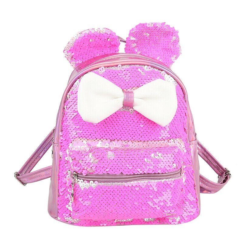 Paillettes femmes paillettes sac à dos oreilles mignonnes Double sac à bandoulière Mini Bling sacs à dos enfants filles paillettes voyage sac à dos: 4