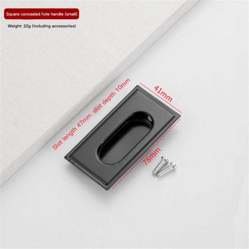 Manijas de puerta de aleación de Zinc, cubierta empotrada al ras, manija de gabinete de suelo, manija de muebles negra plateada, accesorios para el hogar