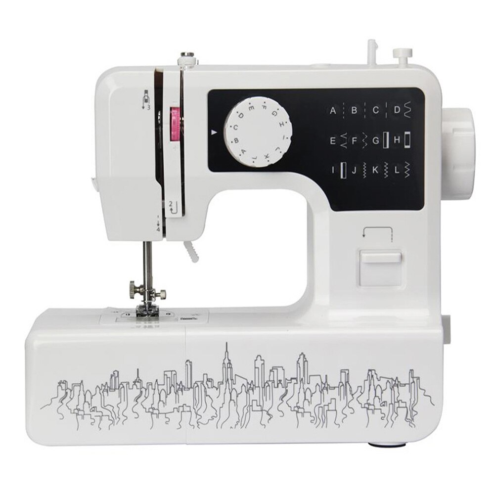 JG-1602 Mini 12 Stitches Sewing Machine Household Multifunction Double Thread And Speed Free-Arm Crafting Mending LED: black