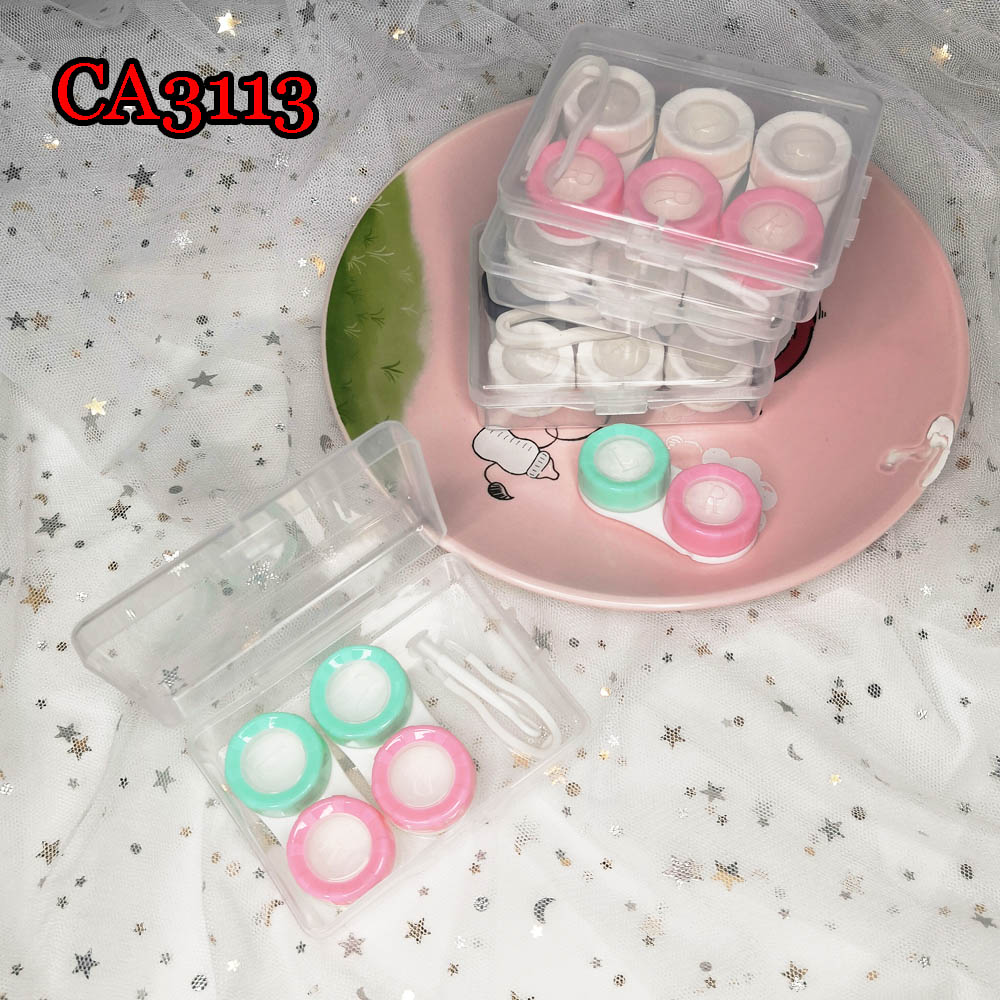 3Pcs Contact Lens Case Reizen Bril Lenzen Box Voor Unisex Ogen Care Kit Houder Container Ondersteuning Gif CA3113