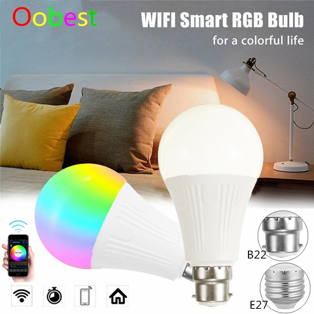 Real Power LED Bulb E27 B22 LED Lamp Bulb Lampada Ampoule Bombilla Smart Bulb WiFi App Remote Control Light for Alexa Google
