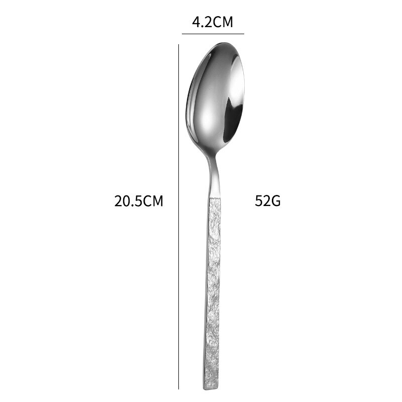 Lidafish Steen Graan Zilverwerk Set Vorken Messen Lepels Luxe Roestvrij Staal Thuis Diner Servies Set: silverdinner spoon