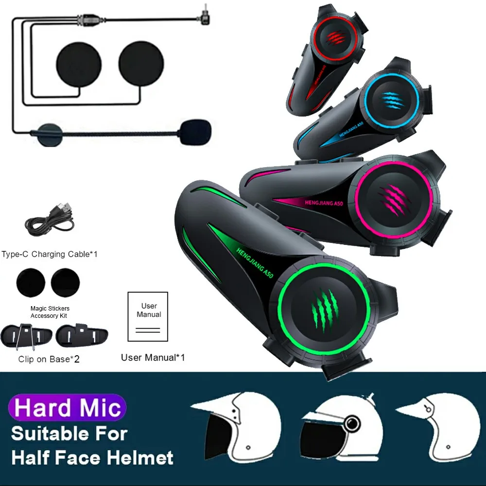 A50 Bluetooth 5.3 Motorhelm Headset Hoofdtelefoon Draadloos Motor Handsfree Stereo Oortelefoon Luidspreker Ruisonderdrukking: Rood