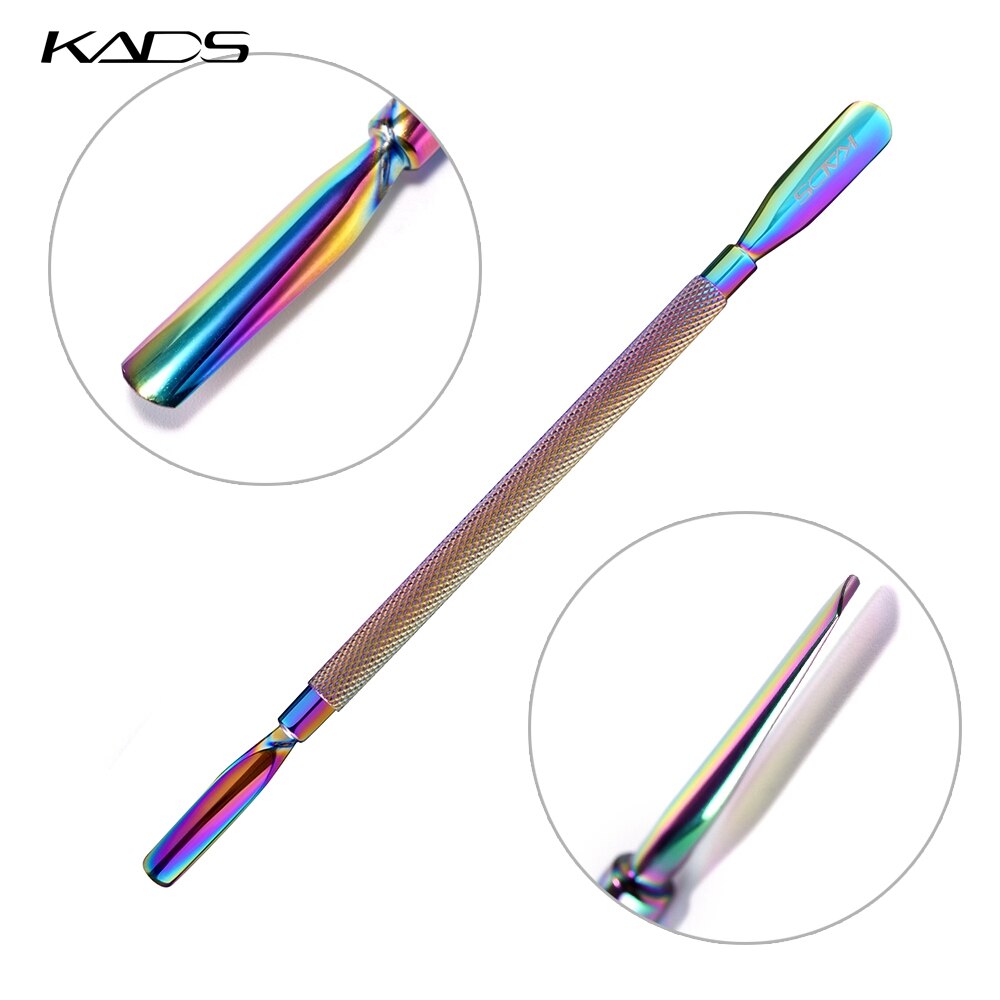 KADS 1pieza Empujador Levantador de Cutículas Cutícula Removedor de gancho delgado de Acero Inoxidable de color mágico como muestra la imagen 8 estilo Arco Iris tungsteno acero uñas herramientas cutícula Pusher
