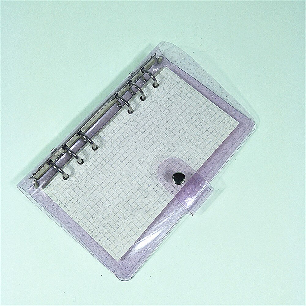 A6 glitter notesbog 6 ringe ringbind løst blad gennemsigtig mappe planlægger kawaii papirvarer journal notesbog kontorartikler