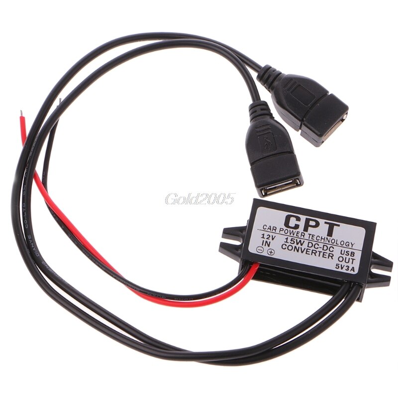 Convertidor de CC de 12V a 5V, 3a, doble, 2 USB a automático, regulador de voltaje G05, y