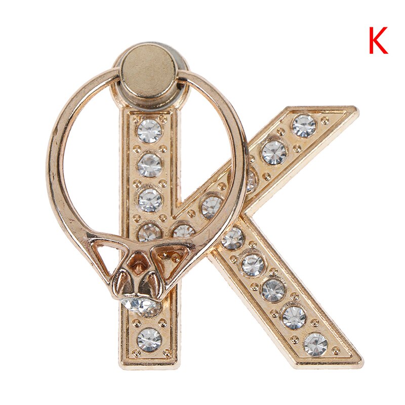 1pc 360 Degree Diamond Metal Letter A-Z Finger Ring Smartphone Stand Holder Mobile Phone Holder For iPhone 6s 7 8: K