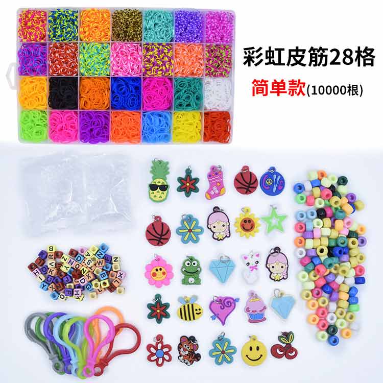 Caja de bandas de goma de colores para de niñas, juego de pulseras para hacer Creavie DIY 5000-10000 unids/set: Simple 10000pcs
