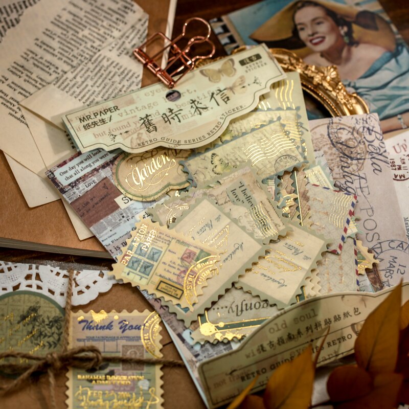 Étiquette Scrapbooking décorative Vintage Style timbre rétro, étiquette fleur, pour agenda, fournitures de papeterie