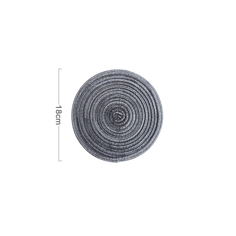 Japanese Round Ramie Table Mat Insulation Pad Solid Placemats Linen Non Slip Kitchen Accessories Decoration Home Pad Coaster: Dark Grey-18cm