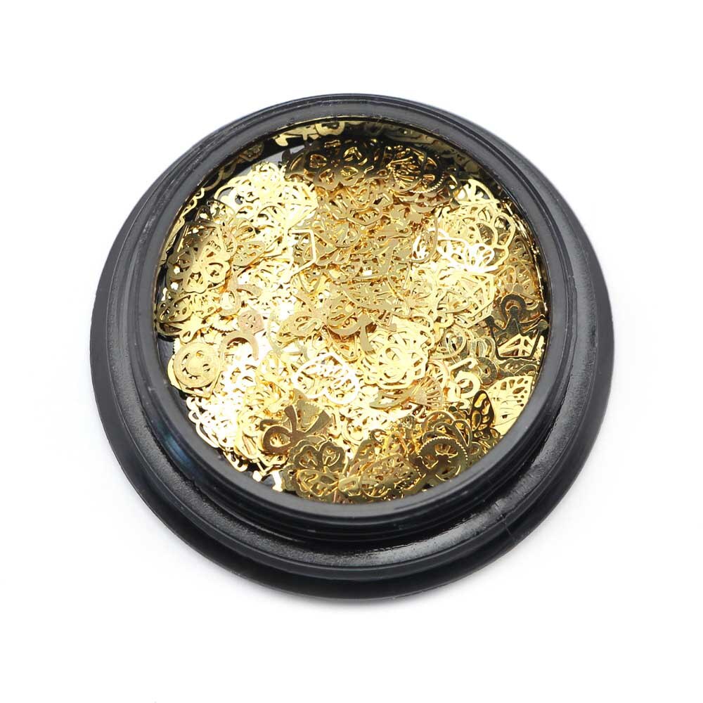 3D metall nagel kunst dekoration gemischt bilden Gold blumen kreuz blätter Niet DIY Reize metall pailletten nagel zubehör BZ016: Ursprünglich Titel