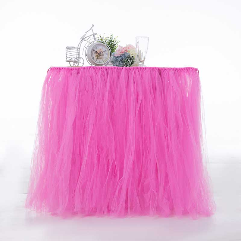 100 x 80cm flerfarvet bordskørt tutu tylstof til bryllupsfest borddekoration tekstil til tilbehør til duge til hjemmet: Mørk lyserød