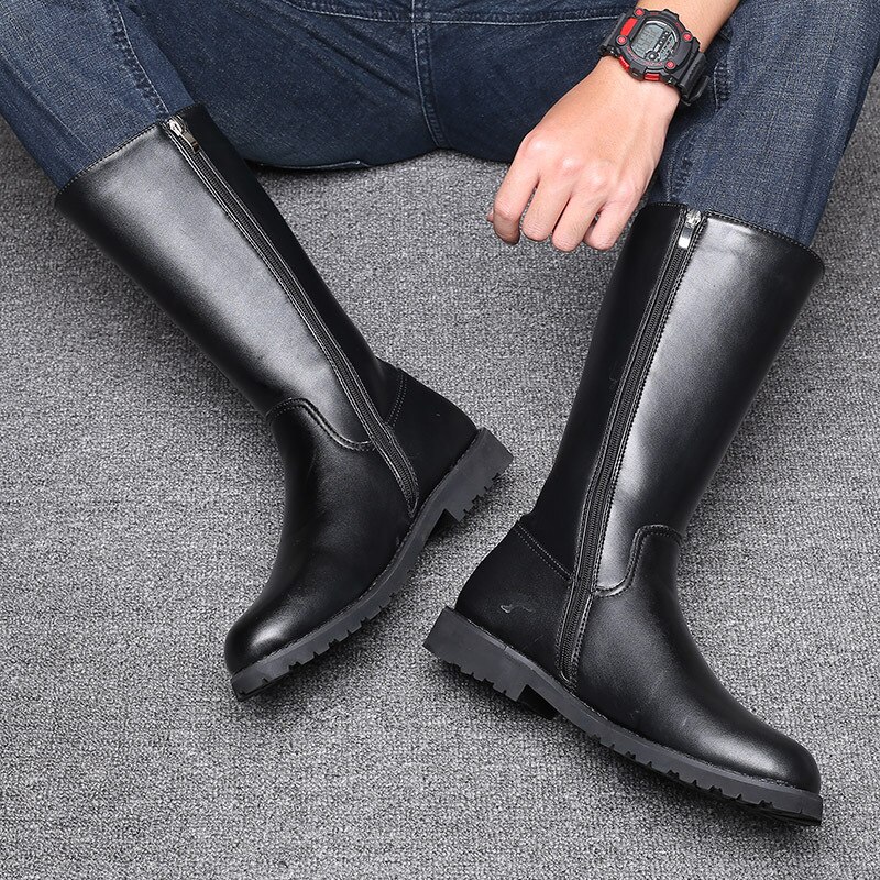 Halfhoge heren motorlaarzen van pu-leer met schedel, winterschoenen voor heren, hoge herenschoenen  m535