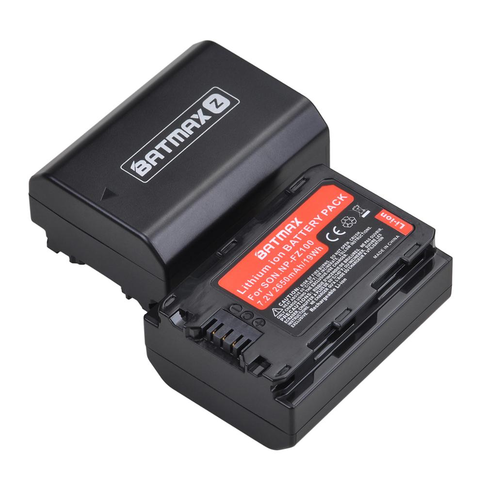 2 stk 2650 mah np  fz100 npfz 100 np-fz100 batteri + ledet dobbelt usb-oplader til sony alpha  a7 iii  a7r iii  a9 alpha 9 a7 r 3 a6600 kameraer