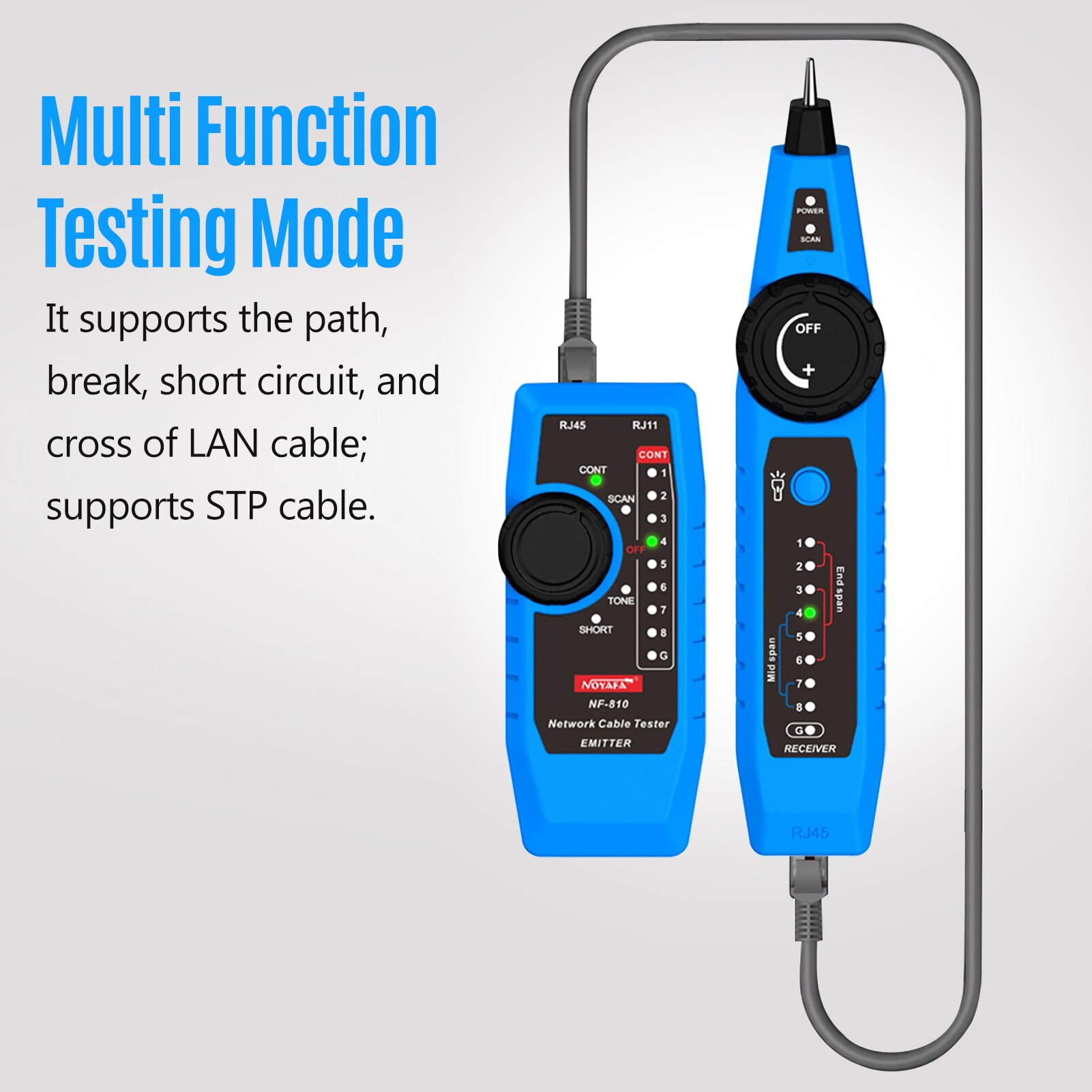 NOYAFA NF-810 Network Cable Tester Kit Multi Function Wire Tracker Wiremap PoE TEL Testing for RJ11 RJ45 CAT5 CAT6 LAN Cable