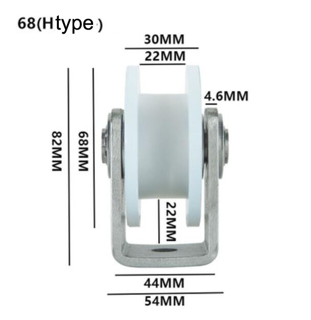 Nylon styrerulle på beslag mount 304 rustfrit stål skydeport hardware: 304 store h type