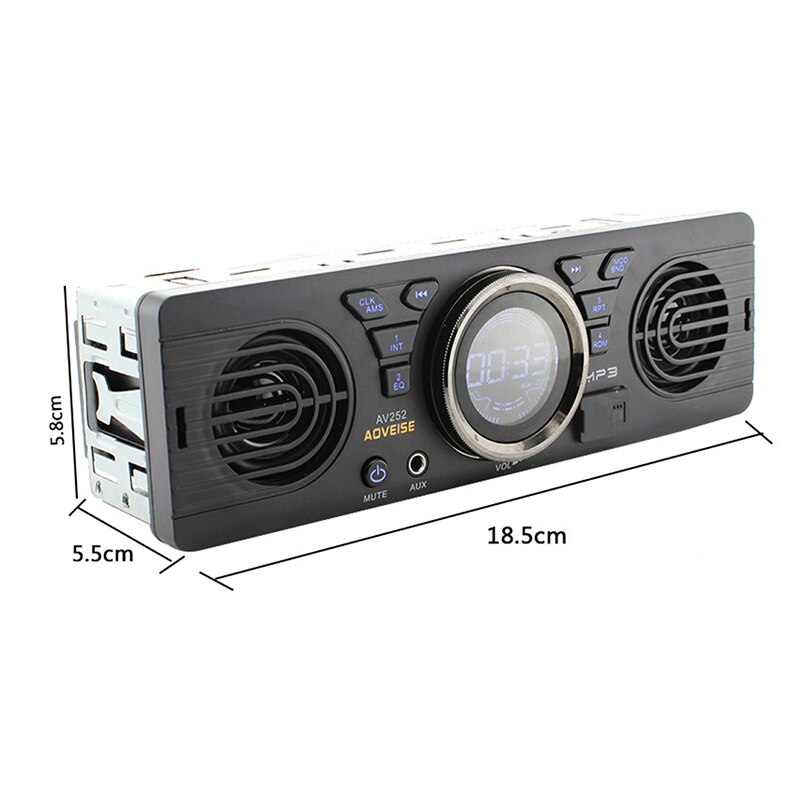 AOVEISE 12V coche FM USB SD AUX IN o stereo AV252 radio incorporado 2 altavoces Bluetooth manos libres en el tablero reproductor de MP3