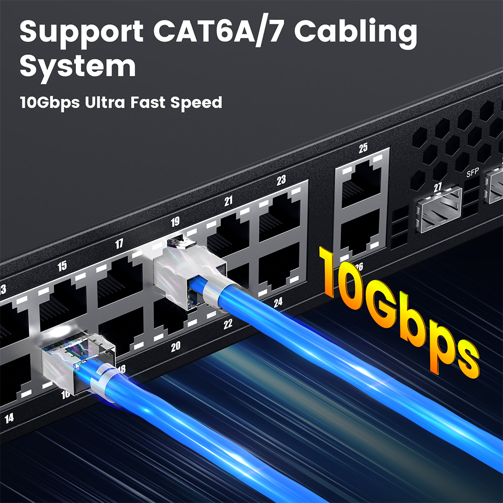 AMPCOM CAT7 RJ45 Connector, Pass Through CAT6A rj 45 Ethernet Plug for CAT 7 Solid or Stranded Network Cable with 1.5mm Load Bar