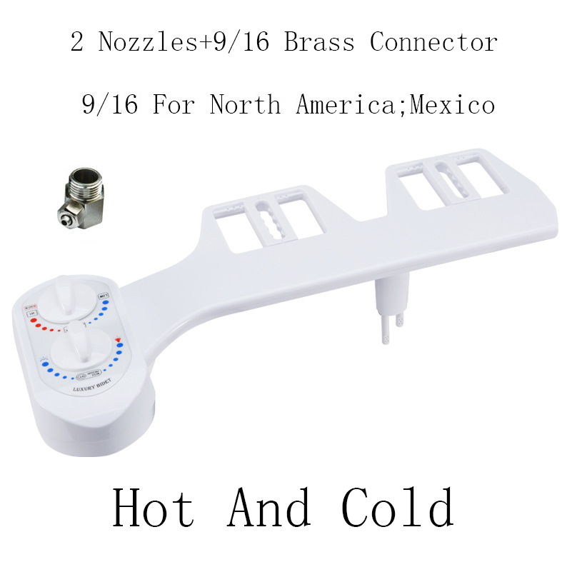 And Cold Dual Nozzle Bidet Toilets Seat Attachment Wash Water Shower Self-Cleaning Sprayer Bathroom Accessories Non-Electric: Hot And Cold B(9-16)