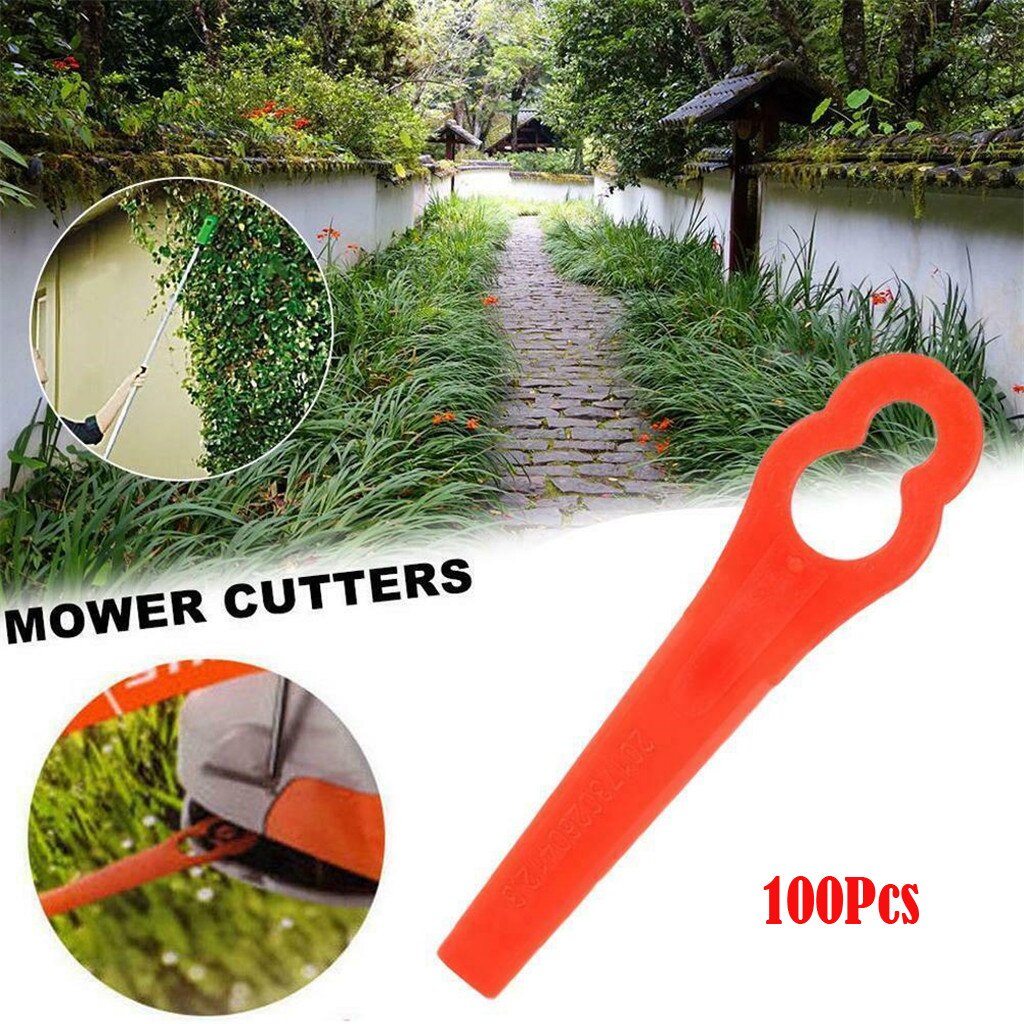 25/50/100Pcs Plastic Grasmaaier Tuin Maaier Gras Cutter Plastic Snijden Blade Tuin Gazon Trimmer Accessoires: 100pcs