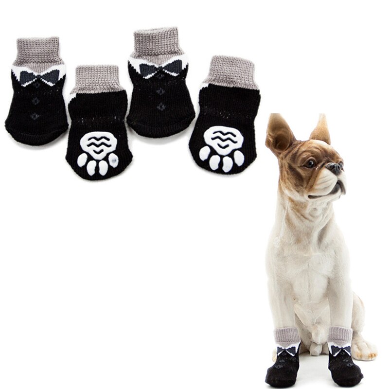 Warm Hond Antislip Schoenen Zachte Acryl Pet Knits Sokken Leuke Cartoon Anti Slip Skid Sokken Voor Kleine Honden huisdier Producten S/M/L/Xl 4Pcs