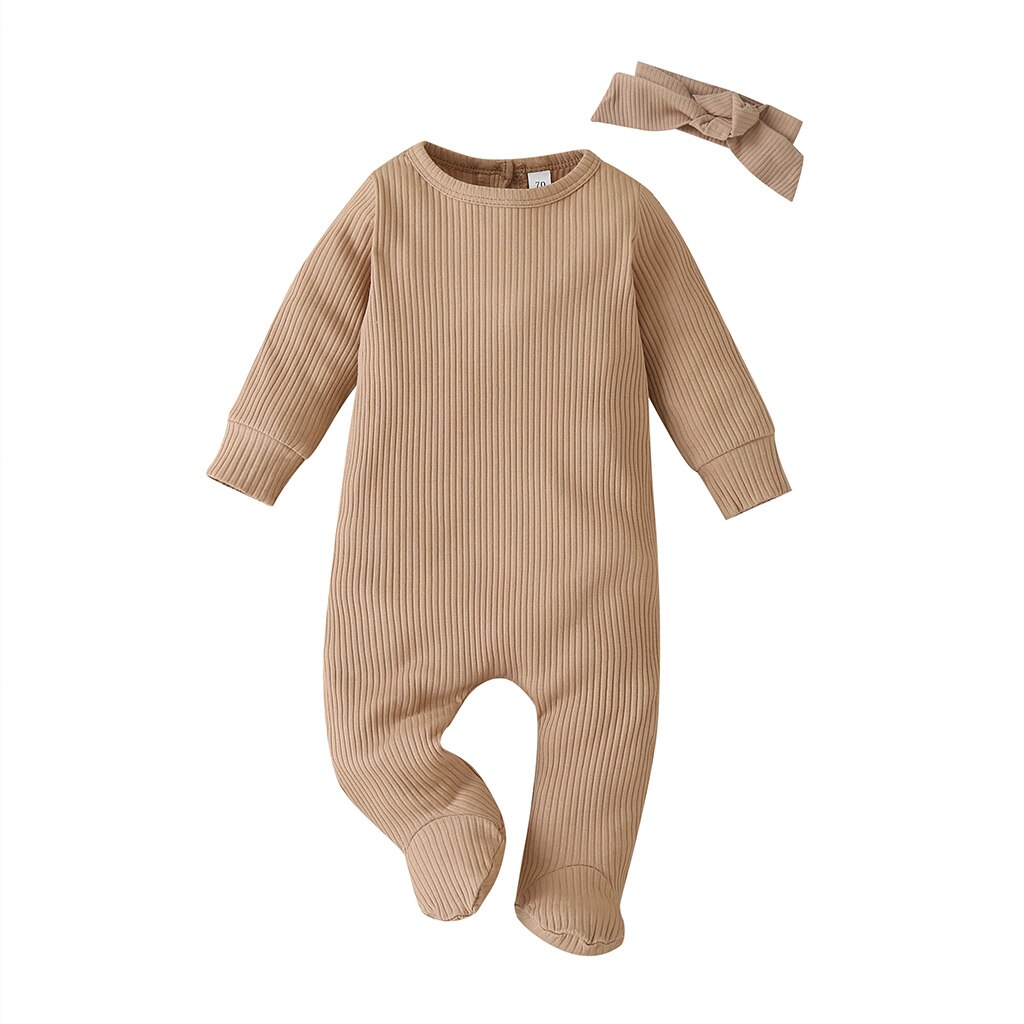 Hipac Baby Jongens Een Stuk Hoofdband Herfst Winter Lange Mouw Jumpsuit Katoen Peuter Kleding Baby Rompertjes Kinderen Springen: Carnation / 60