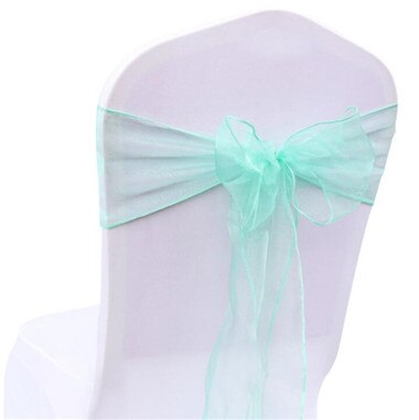 50pcs Multi Kleur Rood Wit Blauw Zwart Groen Satijn Land Evenement Feestartikelen Saches Bruiloft Decoratie Stoel Tule Band tie: color 12